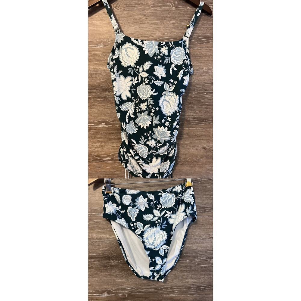 Jantzen Swimsuit Sz 8 Printed Cami Tankini with Comfort Core Brief Modest